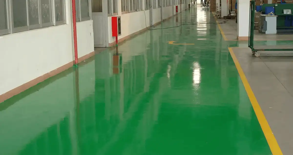 A factory floor professionally covered and marked with epoxy flooring in Tempe, AZ