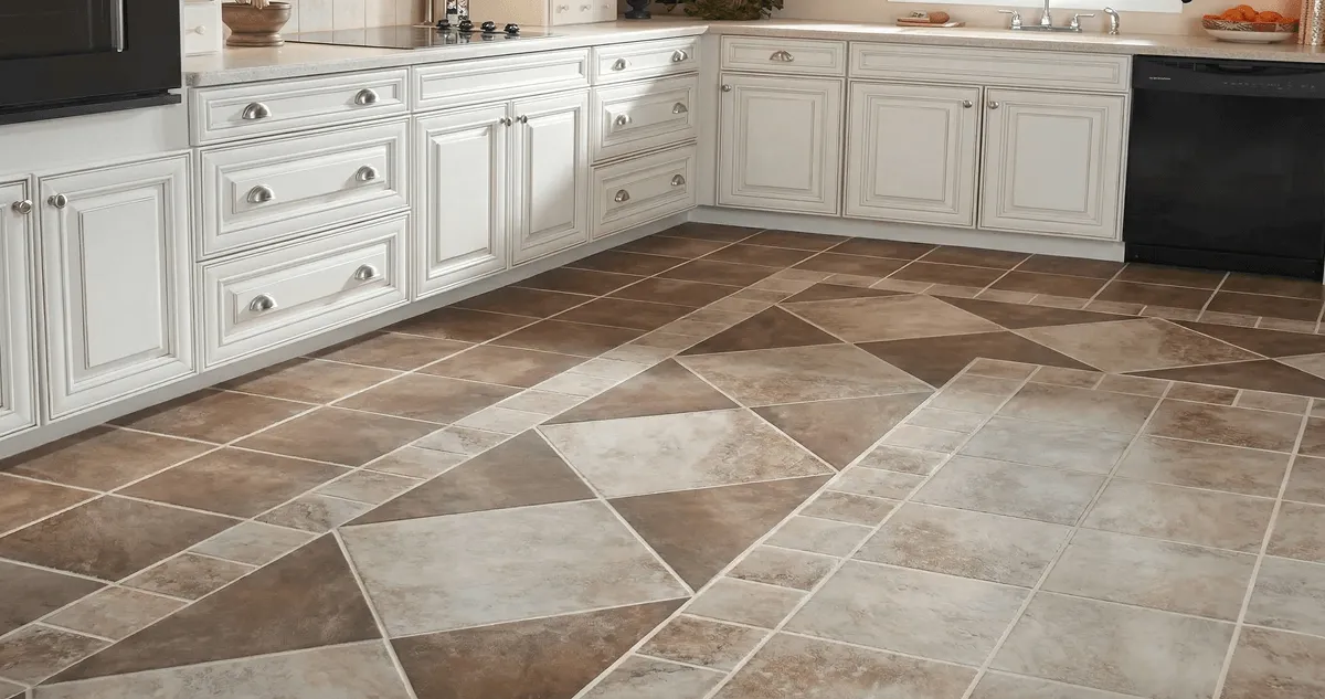 Kitchen with white cabinets and a professionally installed tile floor in Tempe, AZ